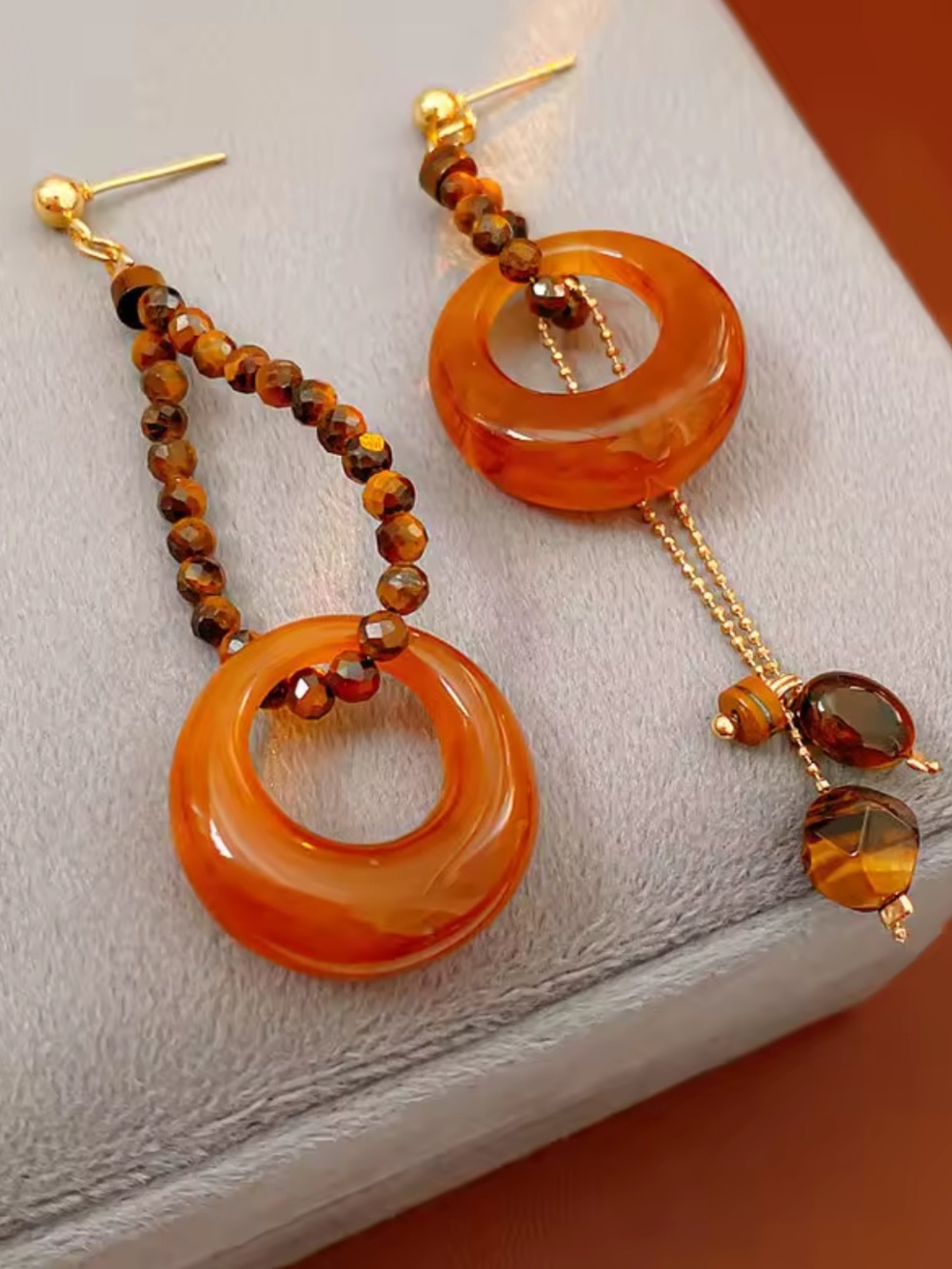 Amber Resin Statement Earrings |Boho Geometric Drop Earrings |Retro Glam Jewelry